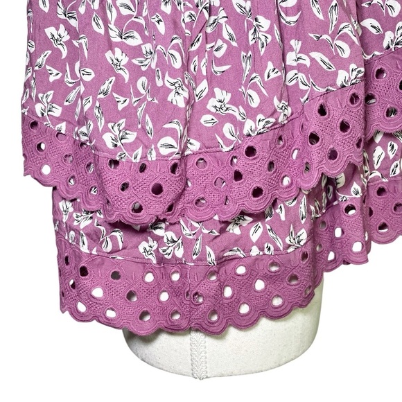 &Merci Purple Eyelet Ruffle Sleeveless Top - Picture 12 of 12